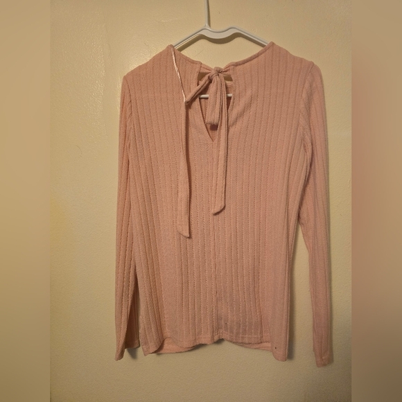 Juicy Couture Pink Ribbed Tie Front Blouse - Picture 3 of 4